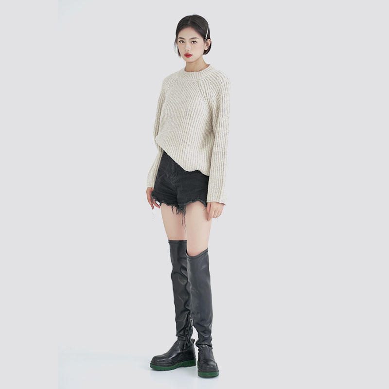 Herfst Casual losgebreide trui met ronde hals